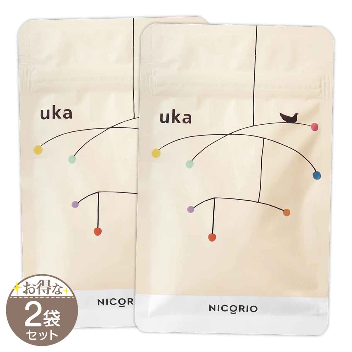 【 2袋セット 】ウーカ uka NICORIO ニコリオ 93粒 約1ヶ月分 サプリ 美容 健康 酵素 麹 麹酵素 ビタミ..