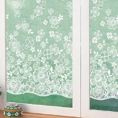 窓飾り レース ホワイト 46cm丈×90cm巻 窓ガラスフィルム 目隠し シート ガラス窓シート  ...