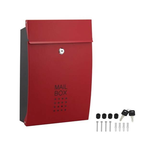 郵便ポスト ポスト 郵便受け 玄関 設置 屋外用 おしゃれ 壁掛け 壁面取付 縦型 鍵付き 赤 シンプル 北欧 アメリカン 新聞受け メールボックス