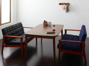 ダイニングテーブルセット 4人用 椅子 ソファー ベンチ おしゃれ 安い 北欧 食卓 3点 ( 机+2Pソファ2脚 ) 幅160 デザイナーズ クール スタイリッシュ ミッドセンチュリー 高さ65 ロータイプ 低め ウォールナット