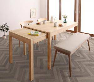 ダイニングテーブルセット 4人用 椅子 ベンチ おしゃれ 伸縮式 伸長式 安い 北欧 食卓 4点 ( ...