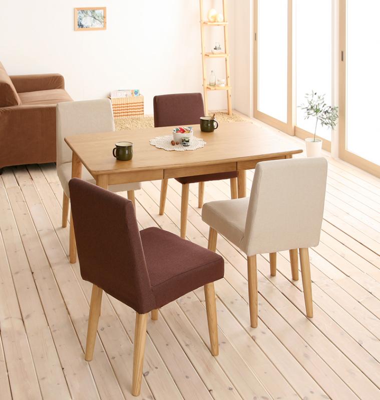 ダイニングセット 5点 セット 4人用 (B) (幅150+カバーチェア×4) 【テーブル】ブラウン 茶色 【チェア2脚】グリーン 緑×【チェア2脚】ココア 茶色 】【食卓 五点セット テーブル チェア いす 椅子 イス 肘 ベンチ 北欧 無垢 アンティーク モダン 送料無料】