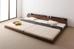 連結ベッド 幅280 ワイド 2人 3人 4人 家族 つなげる 2台 分割 ファミリー 親子 マットレス付き ローベッド ロータイプ フロア 低床 低い 宮 ヘッドボード 枕元 棚 ラック 携帯 ティッシュ メガネ リモコン 頭上 収納 コンセント スマホ 充電 ヴィンテージ モダン レトロ