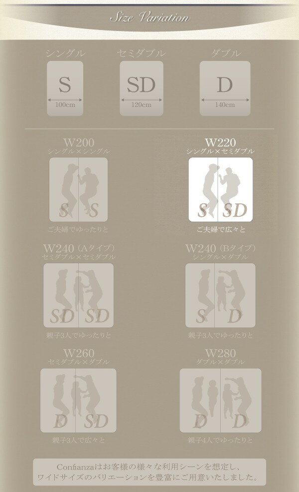 連結ベッド 幅220 キング ワイド 2人 3人 4人 家族 つなげる 2台 連結 分割 ファミリー 親子 フレームのみ ベッド下収納 収納付き 大容量 高い 床下収納スペース 全面収納 フラットヘッドボード 薄型 デザイナーズ ホテル モダン 高級 メンズ [3]
