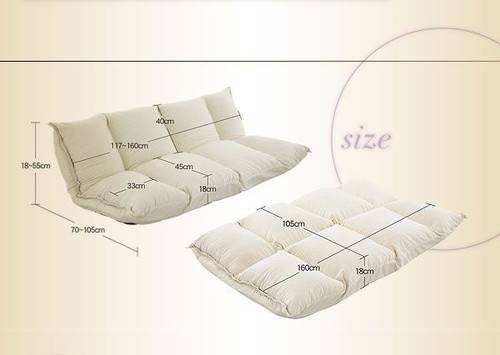 ソファー ソファ 2人掛け 二人掛け 2人用 二人用 おしゃれ 布 ファブリック 北欧 リビング ソファーベッド ソファベッド 一人暮らし カウチソファー 座椅子 ローソファ リクライニング ( フロアソファ ファブリック アイボリー ) [3]