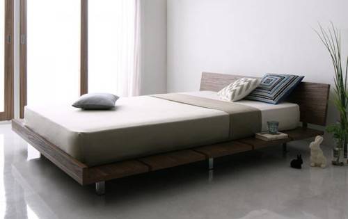 ベッド ダブル ローベッド ロータイプ 低い フロアベッド 低床 フラット ヘッドボード 薄型 板 北欧 おしゃれ モダン ヴィンテージ メンズ 脚付き 足付 ルンバ 土台 PポケットCマットレス付き ワイド ステージ 枠幅180 [2]