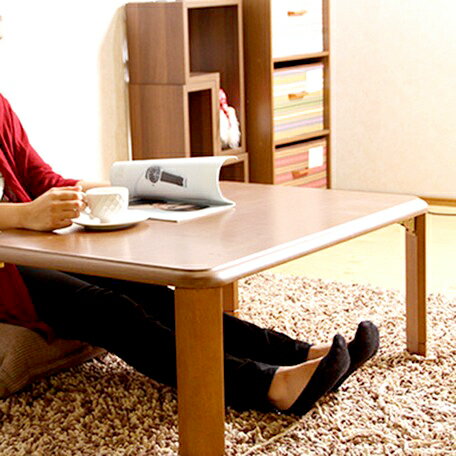 ローテーブル 完成品 センターテーブル 折りたたみ 折り畳み 折畳 折れ脚 長方形 四角 角丸 高さ調節 高さ調整 継ぎ脚 継ぎ足 継足 木目 ブラウン 茶色 ...