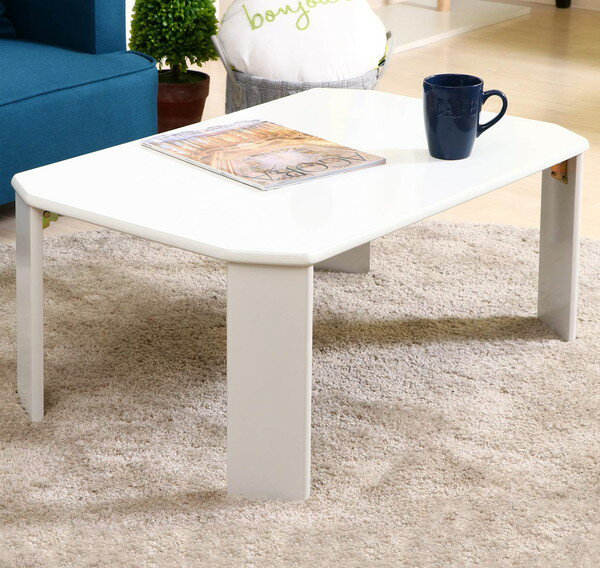 ローテーブル 完成品 センターテーブル 折りたたみ 折り畳み 折畳み 折れ脚 長方形 四角 角が丸い 角丸 ホワイト 白 韓国インテリア 幅60 高さ47 かわ...