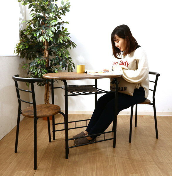 ダイニングセット ダイニングテーブルセット おしゃれ カフェ モダン 安い 北欧 ダイニングチェア 椅子 アンティーク 木製 シンプル ブラウン×ブラック 幅8...