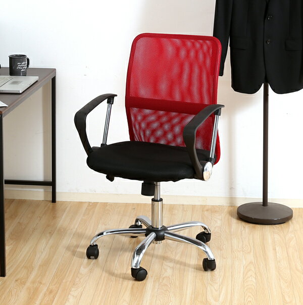 オフィスチェア 事務椅子 キャスター付き椅子 キャスター 椅子 チェア ハイバック メッシュ レッド 赤 デスクチェア 肘付き椅子 肘掛け椅子 肘置き 肘付 肘...