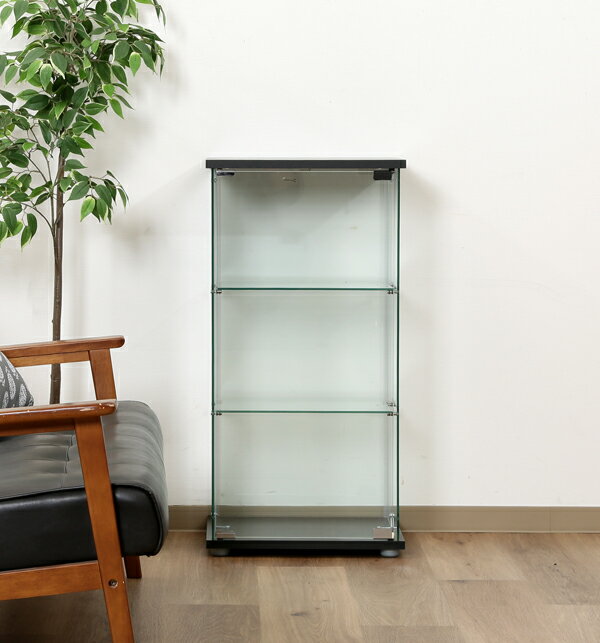 コレクションケース キャビネット ガラス ショーケース アンティーク 薄型 フィギュア ディスプレイ 棚 ディスプレイケース コレクションラック ブラック 幅4...