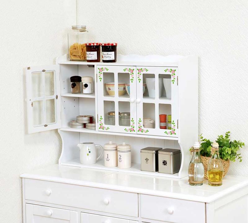 完成品 ミニ食器棚 3段 カウンター上 卓上 机上 ガラス扉 薄型 薄い キッチン 隙間収納 オープンラック コンパクト 小さい 小型 一人暮らし ロータイプ ...