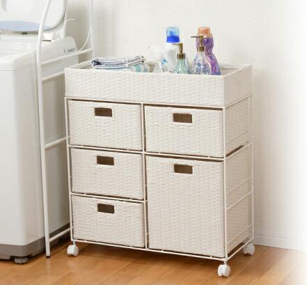 ランドリーワゴン 洗面所 キャスター ランドリー ラック キッチン 収納 タオル スリム 薄型 サニタリー ボックス 棚 大容量 安い 脱衣所 下着 洗剤 浴室...