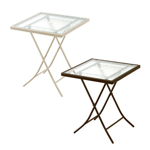 折りたたみ ガラステーブル 屋外 カフェ系 テラス ガーデン 庭 ベランダ バルコニー【ガーデン家具 ガーデンテーブル テーブル 机 送料無料】