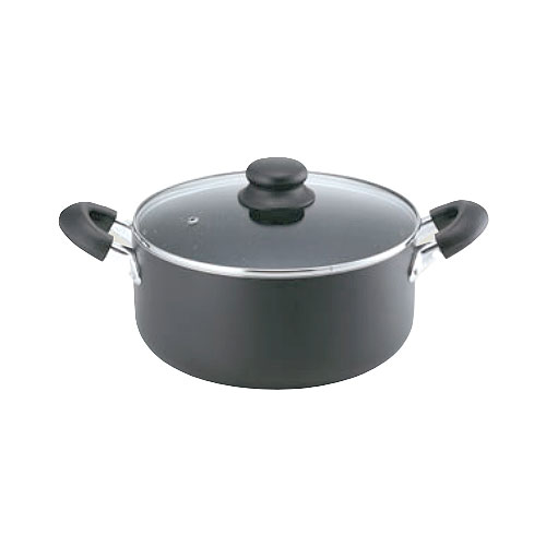 深型両手鍋 24cm 両手鍋 深型 ガス火 IH対応 ガラス蓋付 マーブル加工