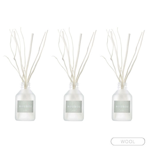 moumou ムームー リードディフューザー 100ml 3個 ルームフレグランス スティック アロマディフューザー アロマオイル ウール