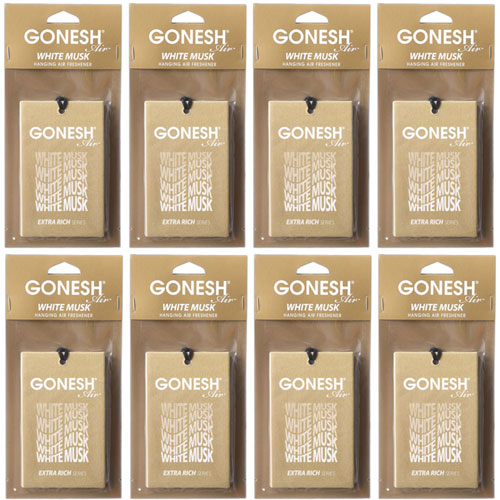 ガーネッシュ エアフレッシュナー 車 芳香剤 吊り下 GONESH エアーフレッシュナー カーフレッシュナー ハンギングエアフレッシュナー ホワイトムスク WHITE MUSK 8個