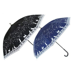日傘 ネコ ピアノ 傘 UVカット レディース 女の子 傘 47cm 紫外線防止