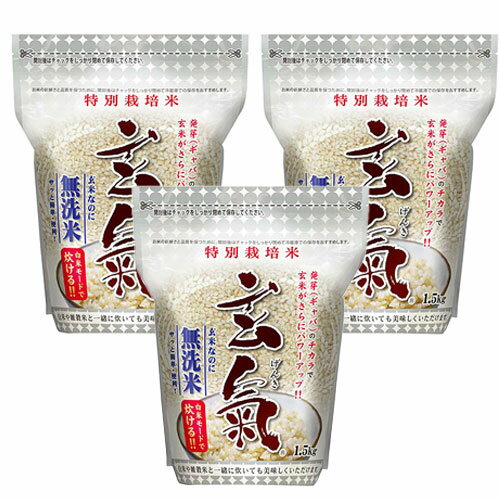川島米穀店 特別栽培米 玄氣 1.5kg 無農薬 真空パック 無農薬 玄米 無洗米