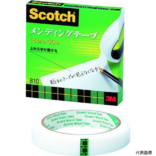 【特長】 ●コピーやスキャンをしても影がでません。 ●貼るとテープがほとんど見えなくなり上質な仕上げ感です。 ●テープの上から文字が書けます。 ●丈夫で変色しにくく、本・辞書などの補修に最適です。 ●フラットファイル類の見出し部の保護、補強に便利です。 【用途】 ●書類の補修・補強・修正に。 ●切り貼りやスクラップ、ラベルの作成や保護に。 ●直接文字が書けないものへの書き込み、パンチ穴などの補強に。 ●本の修理や封筒などの封かんに。 【仕様】 ●色：半透明 ●幅(mm)：18 ●長さ(m)：50 ●厚さ(mm)：0.058 ●テープカット条件：手で切断可能 ●粘着力(N/10mm)：2.7 ●引張強度(N/10mm)：23.4 ●芯径(インチ/mm)：3/76 【材質／仕上】 ●基材：アセテートフィルムマットフィニッシュ(つや消し加工) ●粘着剤：アクリル系 【注意】 ●巻芯径25mmタイプは通常のテープカッターではご使用いただけません。 ●巻芯径76mmの大容量パックは長さが30mです。 【入数】 ●1巻 他のサイズはこちら 在庫のない商品は検索に表示されない場合がございます　