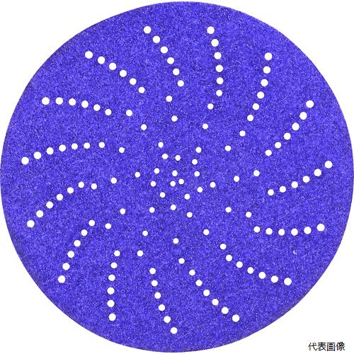 【特長】 ●キュービトロン2研磨砥粒を採用し、圧倒的な切れのよさを実現しています。 ●渦巻状にデザインされた穴により、研磨カスの排出性を高め、目詰まりを低減させ切削性・研磨持続性を向上させます。 ●ディスクパッドへの装着の際に穴位置を合わせず装着できます。 【用途】 ●金属塗装のパテ・サーフェーサー・焼き付け塗装面の研磨・金属表面の肌ならし研磨。 ●バリ取り、色はぎ、足付けなどの作業に。 【仕様】 ●粒度(#)：80 ●外径(mm)：127 ●色：紫 ●最高使用回転数(rpm)：9000 ●穴有無：有 ●最高使用周速度：58.9m/s(3533m/min) ●ワンタッチタイプ ●穴あり 【材質／仕上】 ●基材：紙 ●砥粒：セラミック砥粒、酸化アルミニウム 【注意】 ●この商品は、一般消費者様向けの製品ではない為、表示や取扱説明書等が一般消費者様向けに表記・同梱されておりません。 【入数】 ●1箱/50枚 他のサイズはこちら 在庫のない商品は検索に表示されない場合がございます　