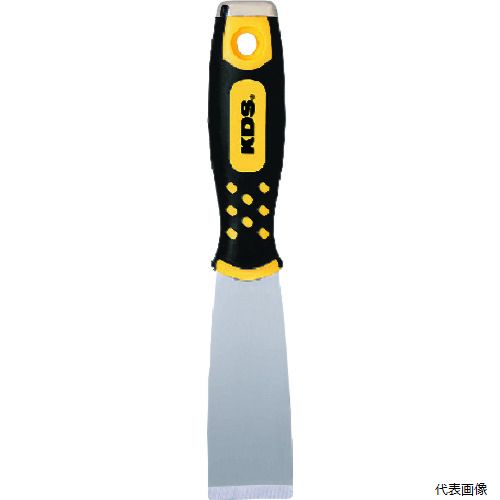 【特長】 ●タフに使えるステンレスブレードです。 ●ハードに使える極厚ブレードです。 ●ハンマーで叩ける鋼製グリップエンドです。 ●握りやすく滑りにくいエラストマーグリップです。 【用途】 ●削る、剥がす用途に。 【仕様】 ●全長(mm)：220 ●刃幅(mm)：38 ●刃長(mm)：97 ●刃厚(mm)：1.8 ●幅(mm)：38 ●一体型チゼルブレードタイプ 【材質／仕上】 ●刃：ステンレス（SUS420相当） 【注意】 ●磁気を帯びます。 【入数】 ●1丁 他のサイズはこちら 在庫のない商品は検索に表示されない場合がございます　