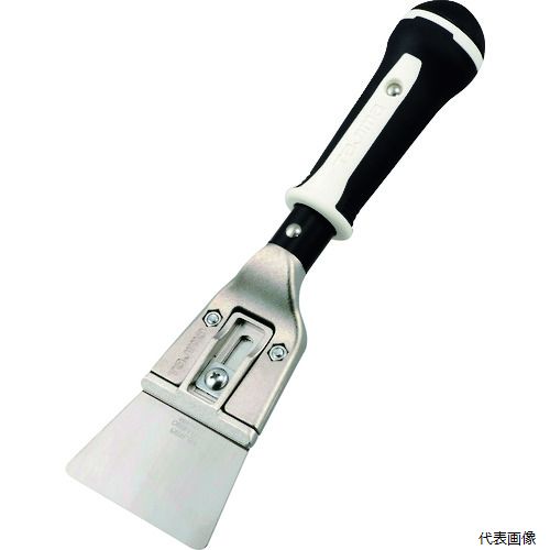 【特長】 ●型枠ケレンや不陸面のならし作業に適した薄刃です。 ●握りやすい手首の返しがスムーズなエルゴグリップです。 ●剥離屑がヘッドに当たりにくいロングブレードです。 ●剥離物に沿わせてハツれるオフセットヘッド形状です。 ●用途や動線に合わせて柄の長さが選べます。 ●刃先両端がR加工されているので部材に刺さらず傷つけません。 【用途】 ●型枠ケレンやノロはがし作業。 【仕様】 ●全長(mm)：230 ●刃幅(mm)：80 ●刃長(mm)：100 ●刃厚(mm)：0.5 ●色：白/黒 ●品名：パーフェクトヘラ250ならし ●適合替刃：PHR-NB80 ●標準替刃サイズならし刃：PHR-NB80 【材質／仕上】 ●ブレード：ステンレス ●ヘッド：アルミダイカスト ●グリップ：エラストマー樹脂、ポリプロピレン(PP) ●ネジ・ナット類：ステンレス 【入数】 ●1丁 他のサイズはこちら 在庫のない商品は検索に表示されない場合がございます　