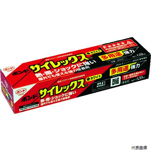 【特長】 ●膨張係数の異なる硬質材同士の接着も可能です。 ●無溶剤で安全な汎用接着剤です。 ●JAIAF☆☆☆☆規格品です。 ●JAIA4VOC基準適合品です。 【用途】 ●各種プラスチック・金属。（特にステンレス・アルミ） 【仕様】 ●色：白 ●容量(ml)：120 ●硬化時間：60分 ●チューブタイプ 【材質／仕上】 ●主成分：変成シリコーン樹脂 【入数】 ●1本 他のサイズはこちら 在庫のない商品は検索に表示されない場合がございます
