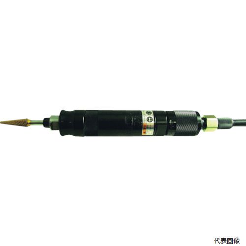 【特長】 ●コレットチャックの高精密化により回転時の振れがありません。 ●高トルク・高速回転・超精密設計のベーンモーターを採用しています。 ●研削および研磨工具に適した回転数に無段変速可能です。 【用途】 ●ダイカスト金型、鋳造金型、プレス金型、プラスチック金型の精密仕上げ。 ●バリ取り、面取り、研磨、彫刻、内面加工、板金溶接の後処理。 【仕様】 ●チャック内径(mm)：3・6 ●無負荷回転数(min［［の−1乗］］)：35000 ●空気消費量(［［M3］］/min)：0.25 ●ホース取付口：R1/4 ●排気：前方 ●全長(mm)：173 ●無負荷回転数(rpm)：35000 ●スロットル方式：フローコントロールバルブ ●適用軸径：3mm/6mm 【注意】 ●先端工具は別売です。 【入数】 ●1台 他のサイズはこちら 在庫のない商品は検索に表示されない場合がございます　