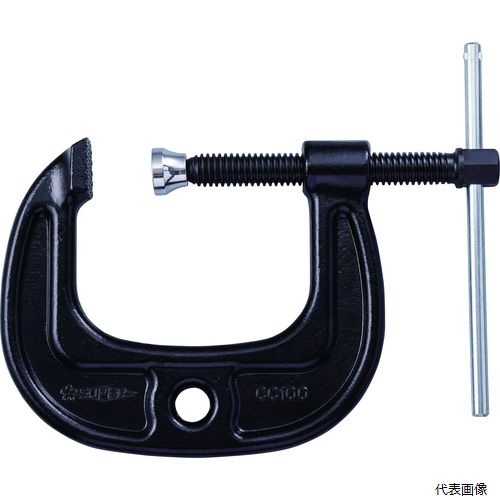 スーパーツール CC-100 スーパー シャコ万力(C型)強力ワイドタイプ 100mm カチオン電着塗装