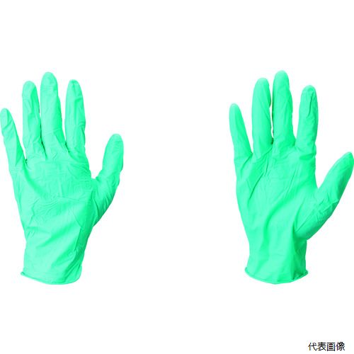 【特長】 ●JIST8116適合品です。 ●ラテックスが含まれていないので、I型アレルギー予防に適しています。 ●パウダーが使われていないため、皮膚炎の危険性を軽減できます。 ●酸、塩基、アルコールに優れた耐性を提供します。 ●テクスチャー加工された指先は、乾燥した状態や濡れた状態でもすべりにくいです。 ●ポリウレタンのインナーコーティングにより着脱が容易です。 ●25-201は、25-101のロングタイプです。 【用途】 ●機械的保護が必要ないあらゆる産業環境での取り扱い、組み立て、制御などに。 ●研究室の作業と分析に。 ●医薬品の処理に。 【仕様】 ●色：グリーン ●サイズ：L ●全長(cm)：24.0 ●手のひら周り(cm)：21.2 ●中指長さ(cm)：8.4 ●厚さ(mm)：0.13 ●粉(あり・なし)：なし ●左右の区別：左右兼用 ●EN374ISO規格：TypeB-KPT ●AQL(合格品質水準)：1.5 ●ASTMF739(JIST8116)試験データあり ●ENISO374-5VIRUS規格品（抗ウイルス性能） 【材質／仕上】 ●ネオプレンゴム 【入数】 ●1箱/100枚 他のサイズはこちら 在庫のない商品は検索に表示されない場合がございます　