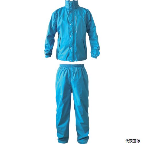 【特長】 ●東レコーテックス社の国産防水透湿素材“ブリザテック［［R上］］”を使用した高機能レインスーツです。 ●「デュールファンク加工」で耐久はっ水性に優れています。 ●3Dカッティングにより腕の動きが楽になりました。 ●袖口調節タブで雨の浸入を防ぎます。 【用途】 ●雨天時の作業・レジャーなどあらゆる用途に。 【仕様】 ●色：ターコイズ ●サイズ：3L ●身長(cm)：175〜185 ●胸囲(cm)：102〜110 ●ウエスト(cm)：94〜104 ●股下(cm)：77 ●耐水圧：10000mm以上 ●着丈(cm)：76 ●適合身長(cm)：175〜185 ●胸幅(cm)：66 ●ウエスト(引張)(cm)：124 ●頭周り(cm)：58 ●透湿度：10000g/［［M2］］・24hrs ●安全性を高める背中反射プリント付 ●収納可能な衿巻込みフード 【材質／仕上】 ●表地：ナイロン100%(ポリウレタンコーティング) ●裏地：ポリエステル100%(上下総裏メッシュ) 【入数】 ●1着 他のサイズはこちら 在庫のない商品は検索に表示されない場合がございます　