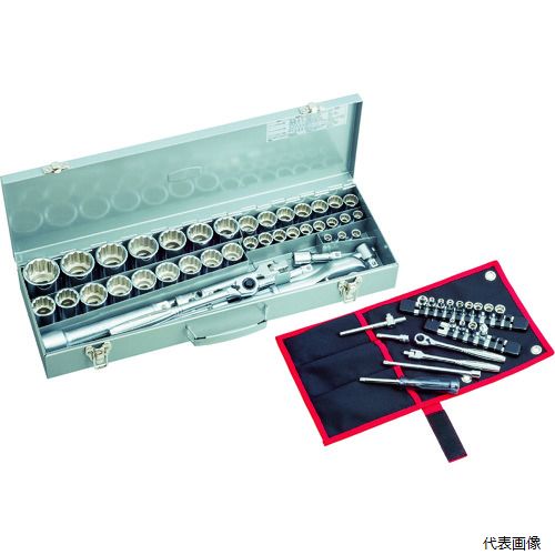 【特長】 ●メタルケースと頑丈な梨地トレー、グッドデザイン賞を受賞した「次世代工具シリーズ」のハンドルを採用しています。 ●差込角が6.35mm、12.7mm、19.0mmのインチ・ミリフルセットタイプです。 ●大型建設用機械、重化学工業用プラントなどの組み立て・整備に適しています。 【用途】 ●大型建設用機械、重化学工業用プラントなどの組み立て・整備。 【仕様】 ●差込角(mm)：6.35、12.7、19.0 ●セット内容(点)：66 ●対辺形状：6角・12角 【入数】 ●1S 他のサイズはこちら 在庫のない商品は検索に表示されない場合がございます　