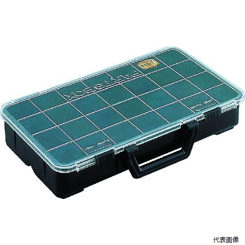 【特長】 ●仕切りの組み替え（大・小）が自由自在です。 ●収納部品が取り出しやすく底部がアールになっています。 ●外から中身が見えます。 ●本体、中皿ともABS樹脂製で丈夫です。 【仕様】 ●色：ブラック/クリア ●外形寸法(mm)間口：375 ●外形寸法(mm)奥行：230 ●外形寸法(mm)高さ：71 ●有効内寸(mm)間口：345 ●有効内寸(mm)奥行：200 ●有効内寸(mm)高さ：64 ●南京錠(別売)：取付可(φ4mm) ●25mmシリンダ錠取付可能(別売) ●仕切あり ●樹脂製 【材質／仕上】 ●本体：ABS樹脂 ●フタ：ポリエチレン樹脂（ハイインパクト） ●取手：ポリプロピレン（PP） ●仕切板：ABS樹脂 【セット内容／付属品】 ●仕切板：大6枚・小12枚 【入数】 ●1個 他のサイズはこちら 在庫のない商品は検索に表示されない場合がございます　