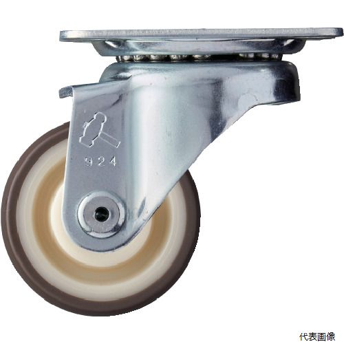 【特長】 ●荷重に対する抵抗力が大きく旋回もスムーズです。 【用途】 ●オールマイティーな中・重量用キャスターです。 【仕様】 ●許容荷重(daN)：60 ●許容荷重(kgf)：61.2 ●車輪径D(mm)：50 ●車輪幅(mm)：25 ●取付高H(mm)：70 ●取付座A(mm)：70 ●取付座B(mm)：58 ●取付ピッチX(mm)：55 ●取付ピッチY(mm)：42 ●取付穴径P(mm)：8.8 ●タイプ：自在式 ●許容荷重(N)：600 ●プレート式 ●ラジアルボールベアリング入 ●自在式 ●ローラーベアリング(50〜75mm)ラジアルベアリング(100〜150mm) 【材質／仕上】 ●金具：スチール ●金具表面処理：三価クロム化成処理 ●車輪：ナイロンホイール、熱可塑性ウレタン 【入数】 ●1個 他のサイズはこちら 在庫のない商品は検索に表示されない場合がございます