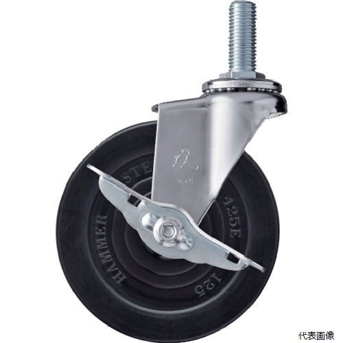 Rakuten - ハンマーキャスター 415EA-R125 ハンマー ねじ込み旋回式ゴム車輪 125mm ストッパー付