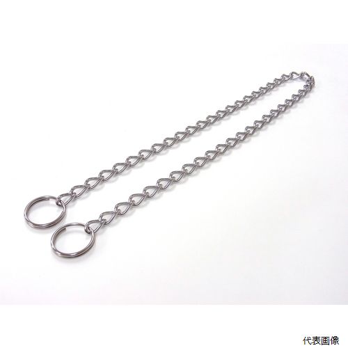 【特長】 ●両端に二重リングが付いています。 【用途】 ●物の吊り下げ、引っ掛けなど。 【仕様】 ●使用荷重(kN)：0.0294 ●品名：C-229 ●全長(mm)：チェイン400mm ●A(mm)：8.5 ●B(mm)：2.5 ●D(mm)：チェーン線径φ1.6 ●チェーン内容：SM16L×400mm両SWR14-16S付 ●ステンレスカットチェイン400mm 【材質／仕上】 ●鎖：ステンレス(SUS304) ●Wリング：ステンレス(SUS316) 【注意】 ●急激に荷重をかける、角度をつけて吊るなど、適正荷重は使用条件によって変わります。荷重をかけすぎないでください。 ●チェインから外れないようにフック部を閉じる場合がありますが、フック部を再度開けたり、何度も変形を加えると強度が低下します。 【入数】 ●1PK/1個 他のサイズはこちら 在庫のない商品は検索に表示されない場合がございます
