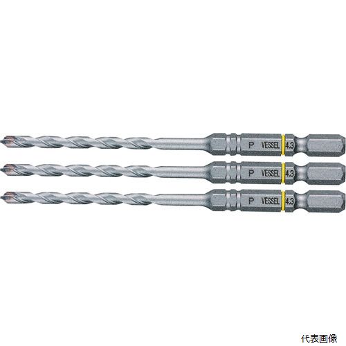 ベッセル APD3S-4.3 VESSEL 磁器タイル用ドリル APD 3本組 ドリル径：4.3mm 有効長：50mm
