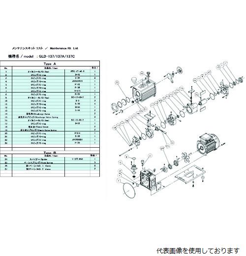 ULVAC GLD-137 MAINTENANCEKIT B 真空ポンプ用メンテナンスキッド GLD-137用 Bタイプ アルバック