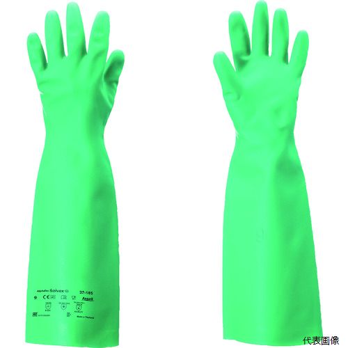 アンセル 37-185-8 耐溶剤作業手袋 アルファテック ソルベックス厚手ロング 37-185 Mサイズ