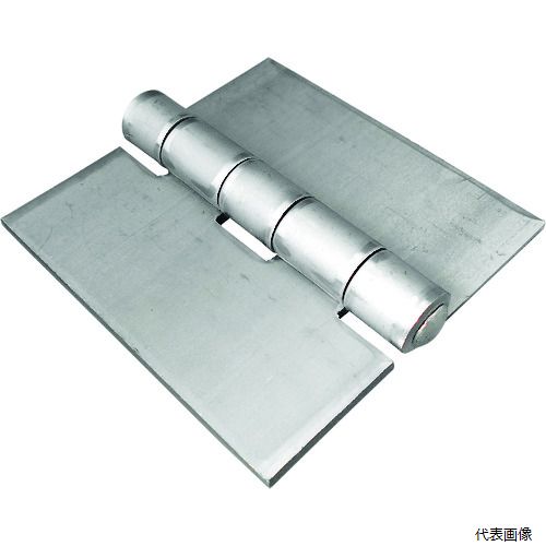 【特長】 ●溶接して取り付けるタイプの丈夫な丁番です。 【用途】 ●重量鉄扉の溶接用に。 ●倉庫事務所の扉等に。 【仕様】 ●全長(mm)：100 ●幅(mm)：100 ●厚さ(mm)：17仕様：板厚：4mm ●取付方法：熔接タイプ ●板厚：4mm 【材質／仕上】 ●本体：SPHC(熱間圧延鋼) 【入数】 ●1個 他のサイズはこちら 在庫のない商品は検索に表示されない場合がございます