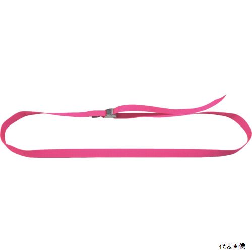 【特長】 ●鮮やかな蛍光ベルトが視認性を向上させます。 【用途】 ●ハシゴや作業用具の締結に。 ●アウトドアやキャンプ、旅行などでの荷物の結束に。 ●ベルト長さ(m)固定側：2 ●色：蛍光ピンク ●ベルト幅(mm)：25 ●長さ(mm)：2000 ●使用荷重(kgf)：50 ●破断強度(kgf)：250 ●幅(mm)：25 【材質／仕上】 ●ポリプロピレン 【入数】 ●1台 他のサイズはこちら 在庫のない商品は検索に表示されない場合がございます