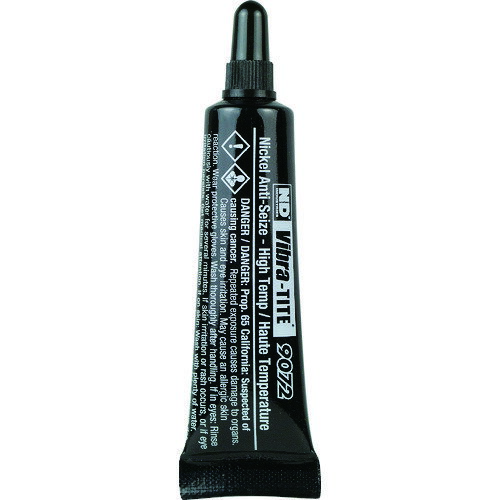 【特長】 ●超高温下で使用可能な他特殊添加剤を配合したペースト状の製品で、高圧(最大5620kgf／平方センチメートル)によるかじり付きや、高温(最大1426℃)による焼付きを防止します。 ●ガス、化学薬品、腐食性蒸気に不活性で電触防止効果に優れます ●特に耐腐食性が要求される極めて悪環境下での使用に適応しています ●優れた熱分散耐熱性・耐腐食性 ●高温環境下で使用後の分解が容易になります ●ステンレス、チタニウム、マグネシウムなどのかじり防止 ●強酸、強アルカリ、蒸気、不凍液、塩水、イオン化水などに優れた耐性 【用途】 ●銅や黒鉛が使用禁止箇所の焼き付き防止用。 ●錆、腐食、焼き付き、かじりが問題となる高温箇所のボルトナットに。 ●蒸気配管部、熱交換器、蒸気タービン、ボイラーなど高温高圧部ボルトナットに ●サイドシム板、アンカピン、バックプレート、クラッチスプレイン、触媒固定ボルト ●排気酸素センサーねじ部、点火プラグねじ部などに使用可能 ●高温環境下で使用後の分解が容易に。 【仕様】 ●色：銀灰 ●容量(ml)：6 ●容量(g)：7 ●使用温度範囲(℃)：-53〜1426 ●容器タイプ：缶 ●粘度：350000、500000cp ●耐熱1426℃ ●形状：ペースト ●トルク係数：KFactor0.13 ●摩擦係数：0.17＠71℃ ●比重：1.2 【材質／仕上】 ●主成分：ニッケル 【注意】 ●高速ベアリングには使用できません。 【入数】 ●1本 他のサイズはこちら 在庫のない商品は検索に表示されない場合がございます　