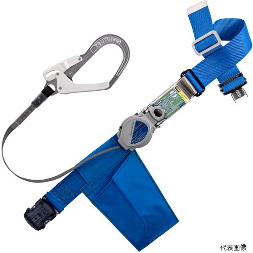 藤井電工 TB-TRL-OT593-BL4-M-BP TSUYORON 胴ベルト型墜落制止用器具(巻取タイプ)ロック機構付き 2WAYリトライト 青 Mサイズ 幅50MM×長さ1200MM ワンタッチバックル仕様