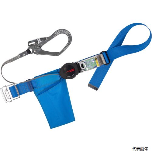 Safety Belts - 藤井電工 TB-ORN-599-BL4-M-BP TSUYORON 胴ベルト型墜落制止用器具(巻取タイプ)ロック機構付き ワン・ハンドリトラ 青 Mサイズ 幅50MM×長さ1200MM