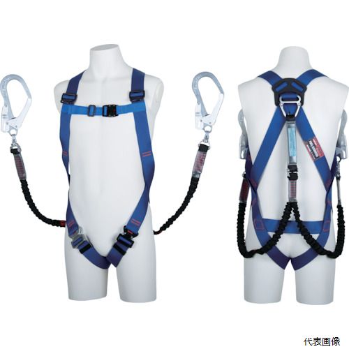 藤井電工 TH-510-2NV93SV-OT-BL4-M-2R23BX TSUYORON ライトハーネス ツインランヤード付き 伸縮式ノビ..