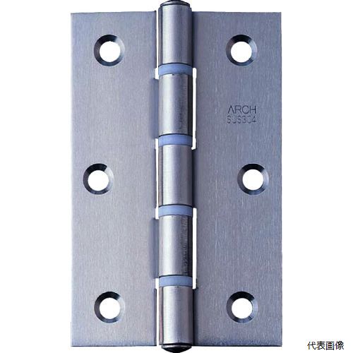 【特長】 ●磨耗が少ないリング入りです。 【仕様】 ●全長(mm)：64 ●幅(mm)：42.5 ●厚さ(mm)：1.3 ●ねじ穴数：6 ●穴径(mm)：5.0 ●D2(mm)：6.2 ●耐荷重(kg)2個使用時：10 ●表面処理：ヘアライン仕上げ ●木ねじ入数：6 ●表面処理：ヘアライン仕上げ ●取付方法：木ねじ（付属） 【材質／仕上】 ●ステンレス（SUS304） 【入数】 ●1枚 他のサイズはこちら 在庫のない商品は検索に表示されない場合がございます