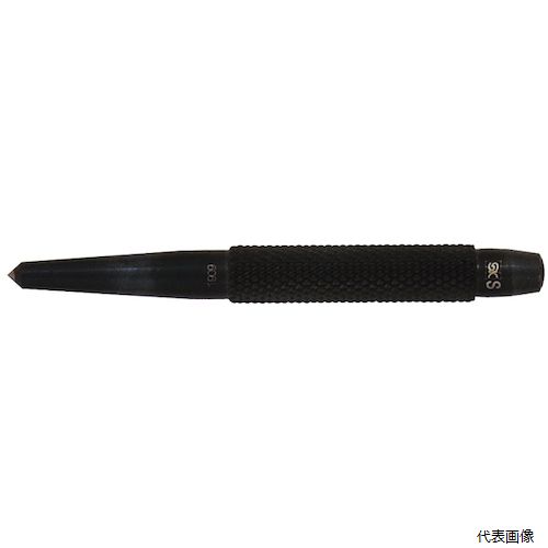【特長】 ●滑りにくいローレットグリップです。 ●先端超硬チップ付です。硬度HV520程度の焼入鋼まで打ち込み可能です。 【用途】 ●ドリルでの穴あけ前のマーキングに 【仕様】 ●全長(mm)：77 ●直径(mm)：8 ●先端角(°)：85 ●硬度：HRA87 ●幅（mm）：8 ●先端径（mm）：- ●先端硬度：87HRA 【材質／仕上】 ●本体：機械構造用炭素鋼 ●先端：超硬チップ 【入数】 ●1本 他のサイズはこちら 在庫のない商品は検索に表示されない場合がございます