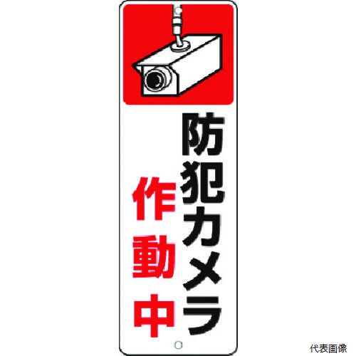 つくし工房 9-T つくし 短冊標識 防犯カメラ作動中