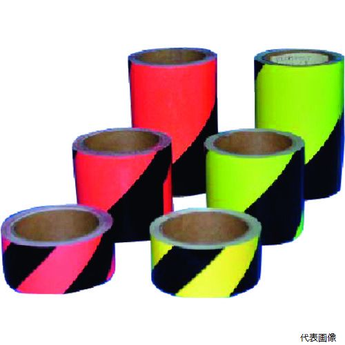 つくし工房 TP-65LY つくし 蛍光反射トラテープ 45mm幅×10m ライムイエロー・黒